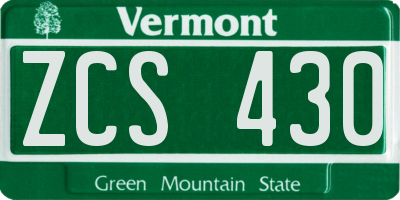 VT license plate ZCS430