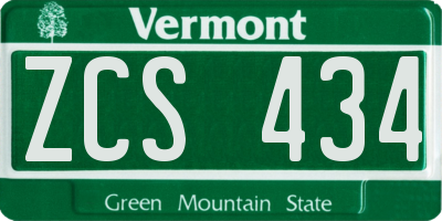 VT license plate ZCS434