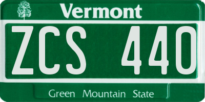 VT license plate ZCS440