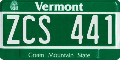 VT license plate ZCS441