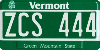 VT license plate ZCS444
