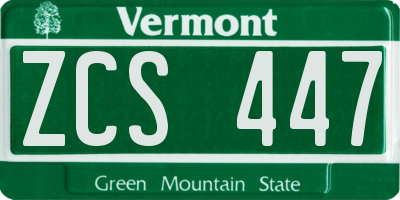 VT license plate ZCS447