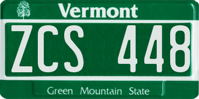 VT license plate ZCS448