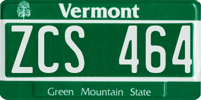 VT license plate ZCS464