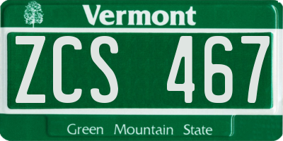 VT license plate ZCS467