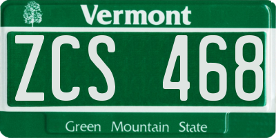 VT license plate ZCS468