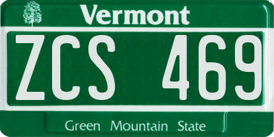 VT license plate ZCS469