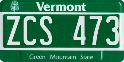 VT license plate ZCS473