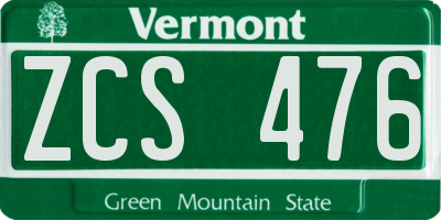 VT license plate ZCS476