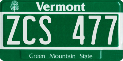 VT license plate ZCS477