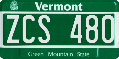 VT license plate ZCS480