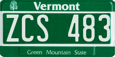 VT license plate ZCS483
