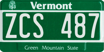 VT license plate ZCS487