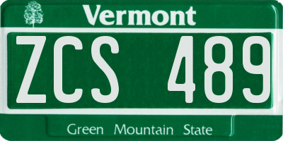 VT license plate ZCS489