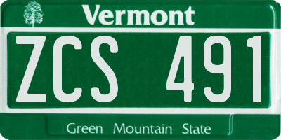VT license plate ZCS491