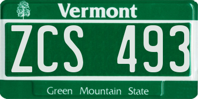 VT license plate ZCS493