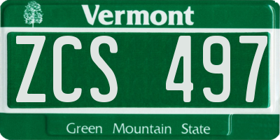 VT license plate ZCS497