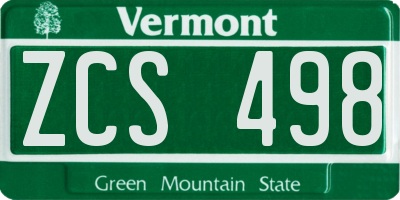 VT license plate ZCS498