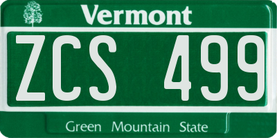 VT license plate ZCS499