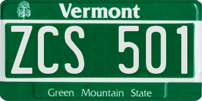 VT license plate ZCS501