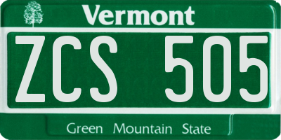 VT license plate ZCS505