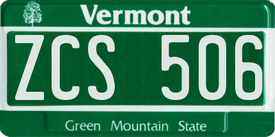 VT license plate ZCS506