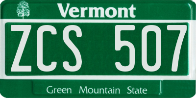VT license plate ZCS507
