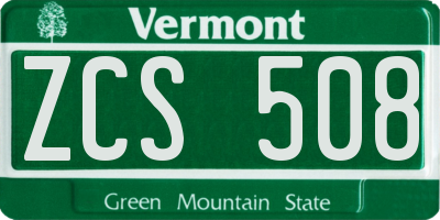 VT license plate ZCS508