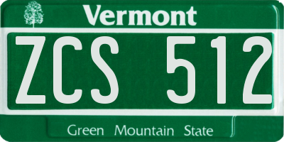VT license plate ZCS512