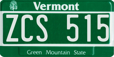 VT license plate ZCS515