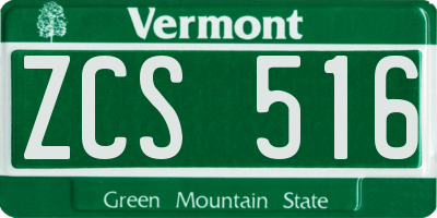 VT license plate ZCS516