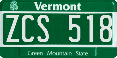 VT license plate ZCS518