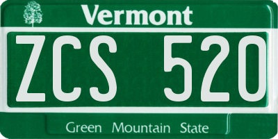 VT license plate ZCS520