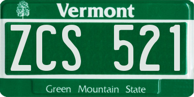 VT license plate ZCS521