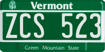 VT license plate ZCS523