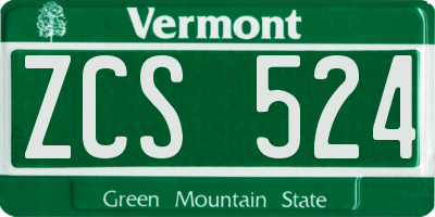 VT license plate ZCS524