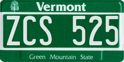 VT license plate ZCS525