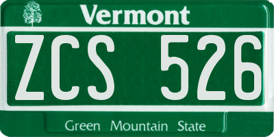 VT license plate ZCS526