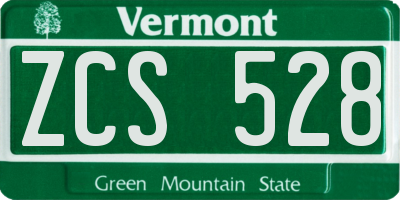 VT license plate ZCS528