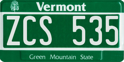 VT license plate ZCS535