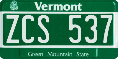 VT license plate ZCS537