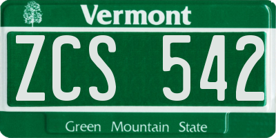 VT license plate ZCS542