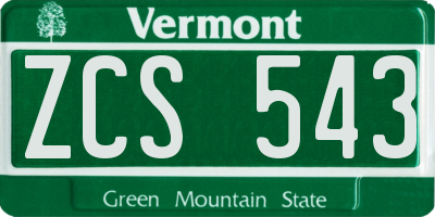 VT license plate ZCS543