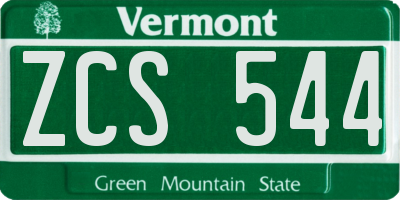 VT license plate ZCS544