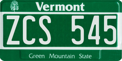 VT license plate ZCS545
