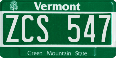 VT license plate ZCS547