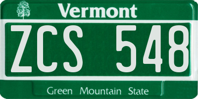 VT license plate ZCS548