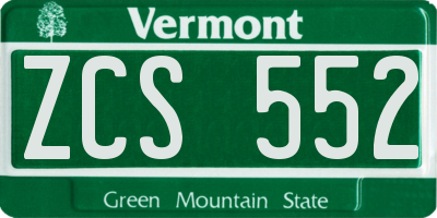 VT license plate ZCS552