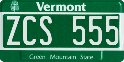 VT license plate ZCS555