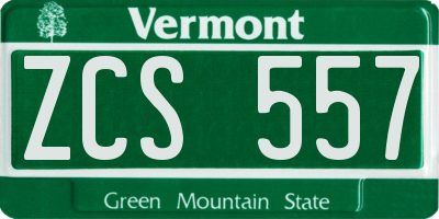 VT license plate ZCS557